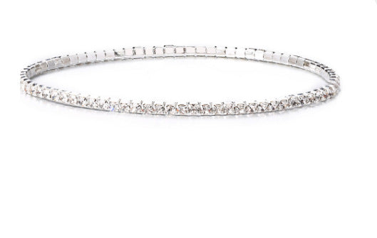 Geometric Elastic Rhinestone Crystal Bracelet 2.0mm Bridal Jewelry