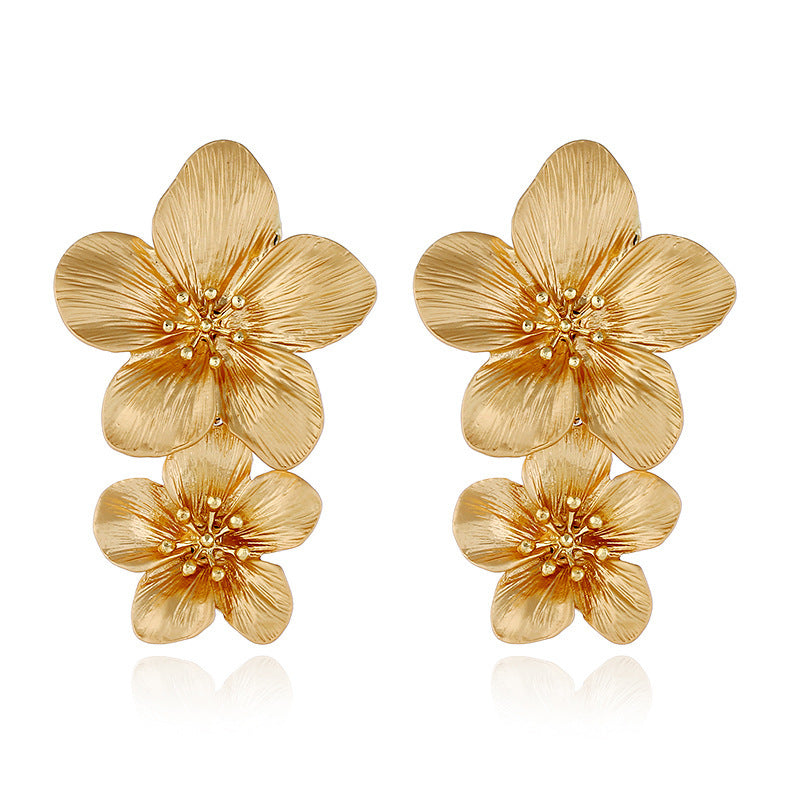 Women's Bohemian Floral Double Layer Drop Earrings NHLN148250