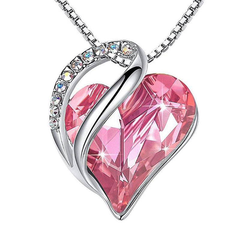 Heart Shape Crystal Birthstone Pendant Necklace