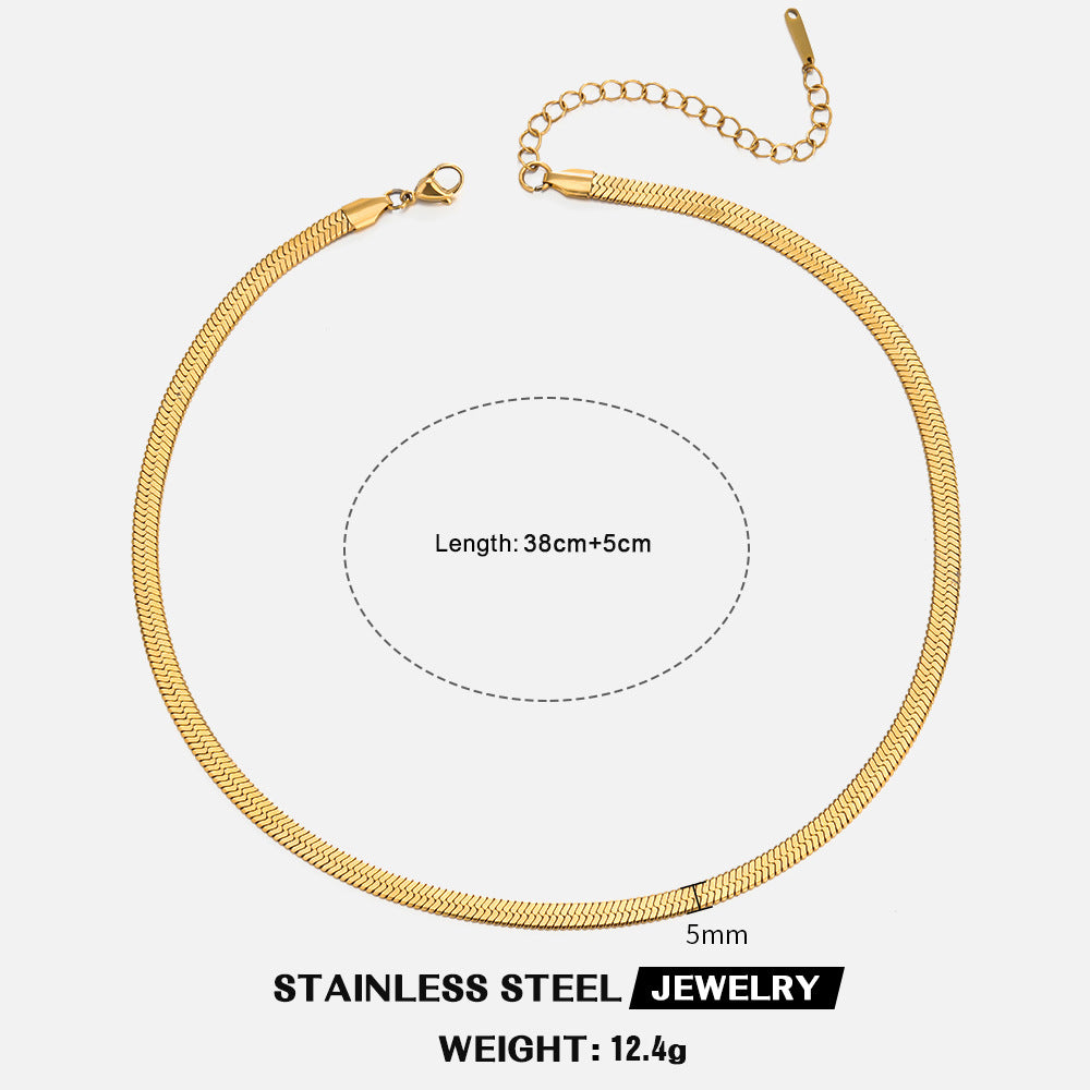 Geometric 18K Gold Plated Stainless Steel Snake Chain Necklace