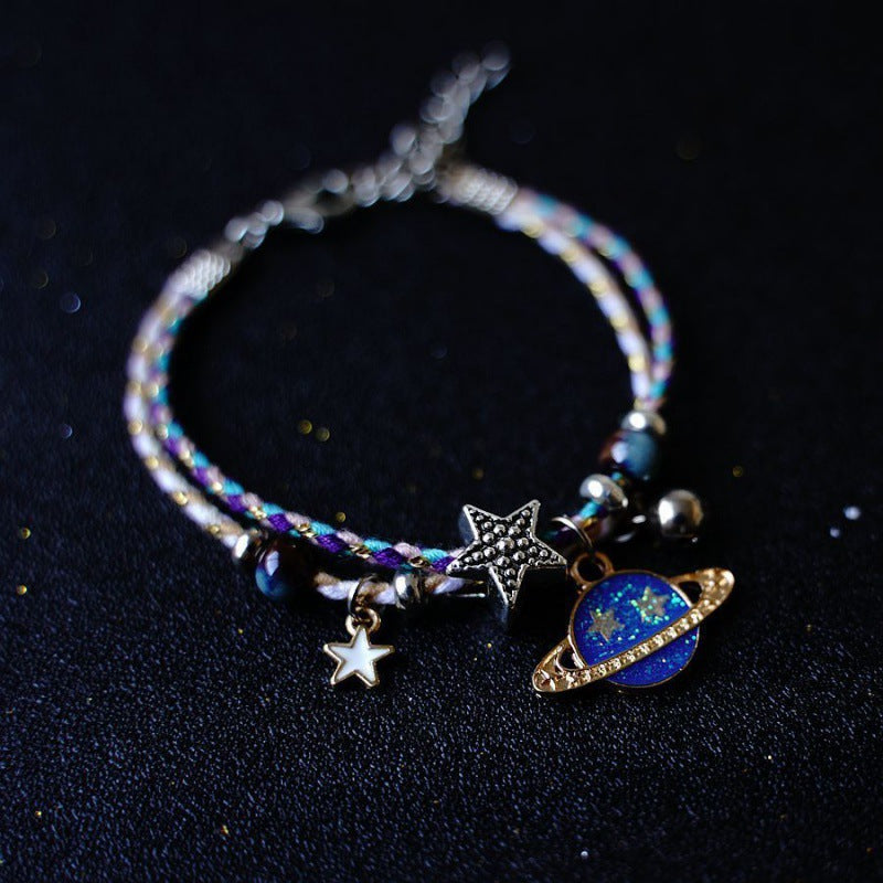 Fashion Astronaut Star and Moon Alloy Knitting Bracelets Set