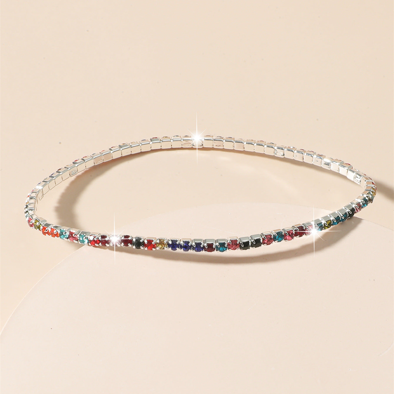 Geometric Elastic Rhinestone Crystal Bracelet 2.0mm Bridal Jewelry