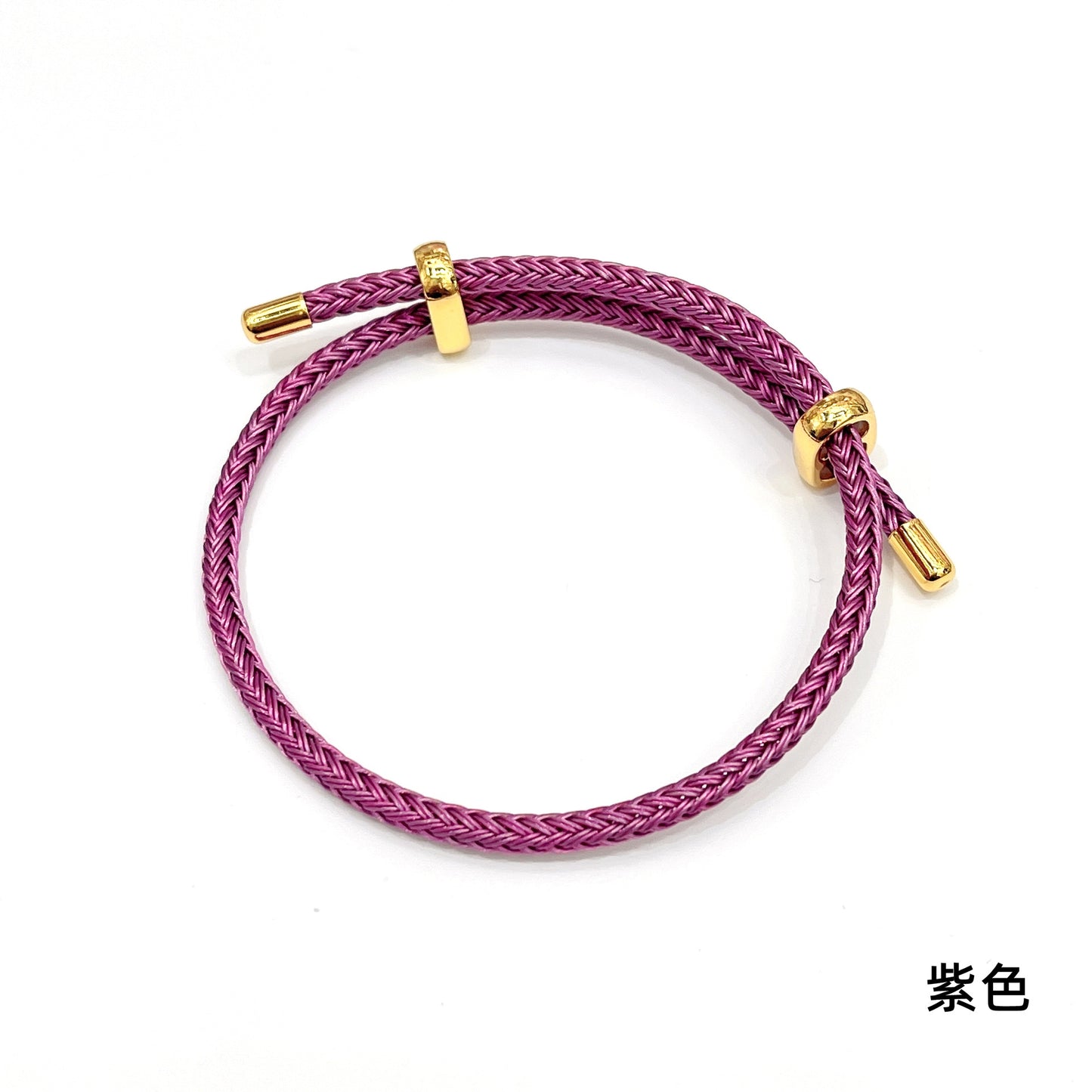 Adjustable Unisex Round Rope Bracelet with Steel Wire and Red String Charm