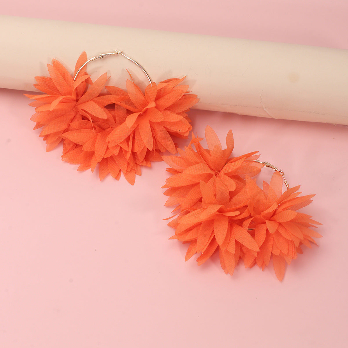 Simple Style Handmade Chiffon Flower Petal Women's Earrings