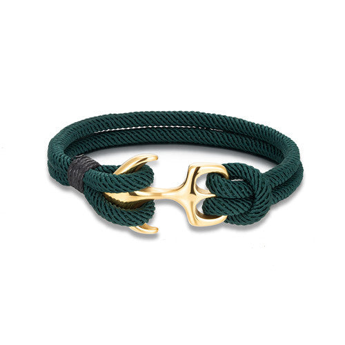 Geometric Anchor Titanium Steel Gold Plated Couples Bracelet