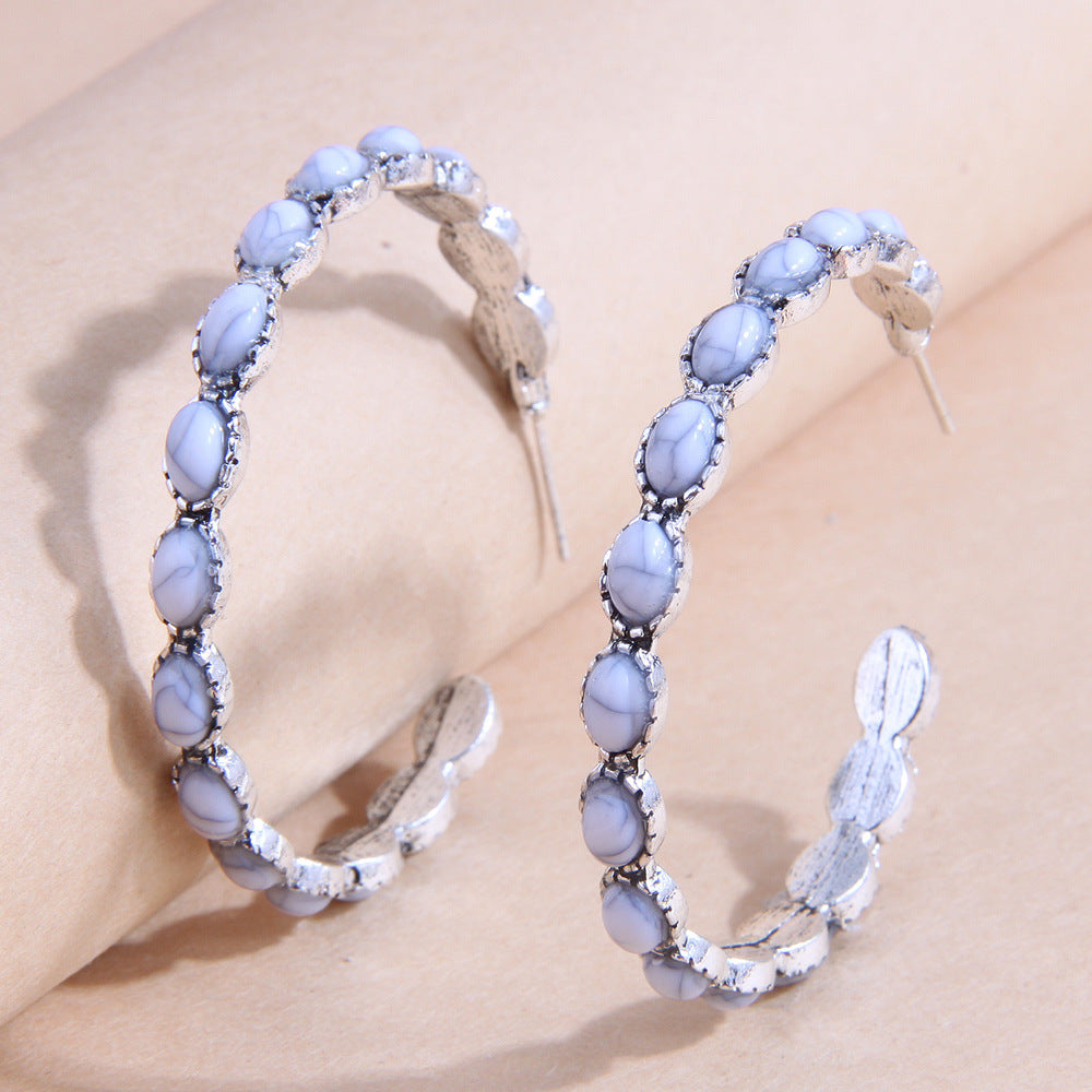 Fashion Alloy Turquoise Geometric Tassel Earrings
