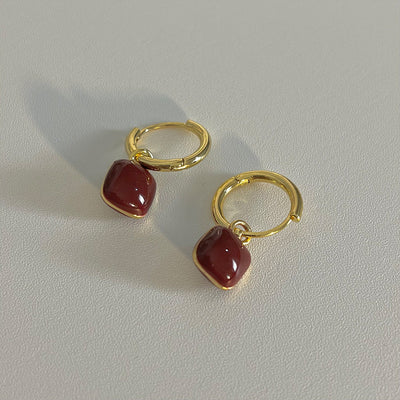 1 Pair Elegant Heart Rectangle Enamel Gold Silver Plated Geometric Drop Earrings