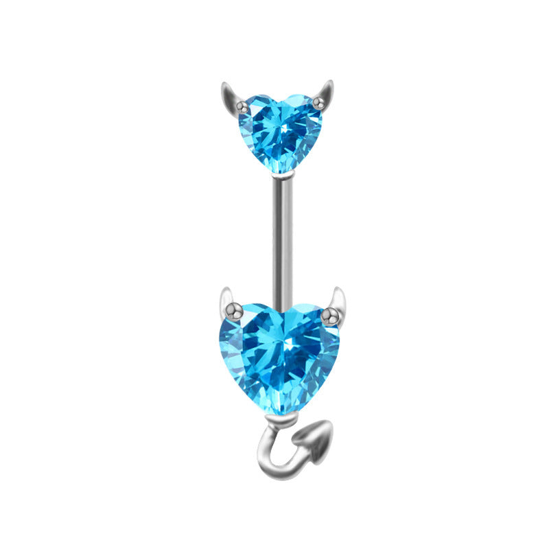 Elegant Heart Shape Stainless Steel Zircon Inlay Belly Ring