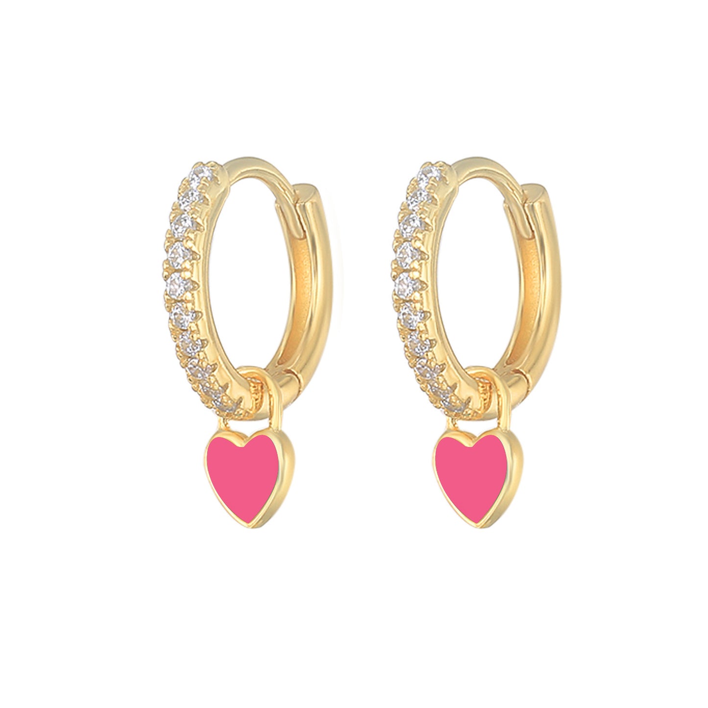 1 Pair Elegant Heart Shape Sterling Silver Zircon Earrings