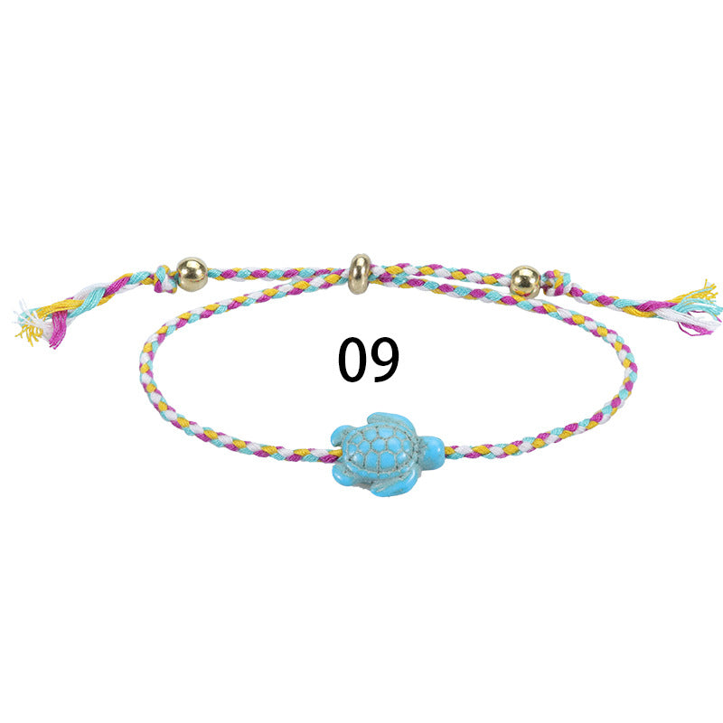 Bohemian Turtle Anklet and Bracelet Set - Multicolor Beach Surf Style