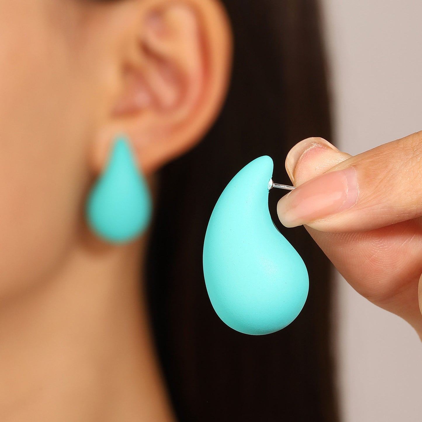 Vintage Water Droplet 14K Gold Plated Silver Stud Earrings