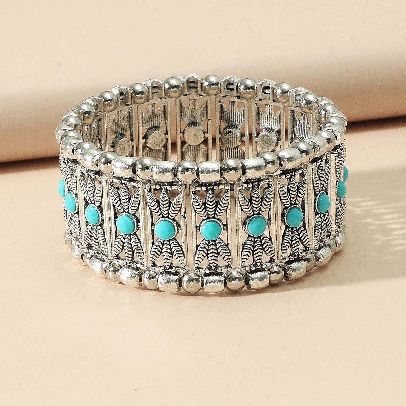Simple Geometric Turquoise Resin Inlay Women's Bangle Bracelet
