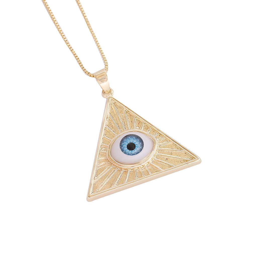 European American Palm Heart Evil Eye Pendant Necklace 18K Jewelry