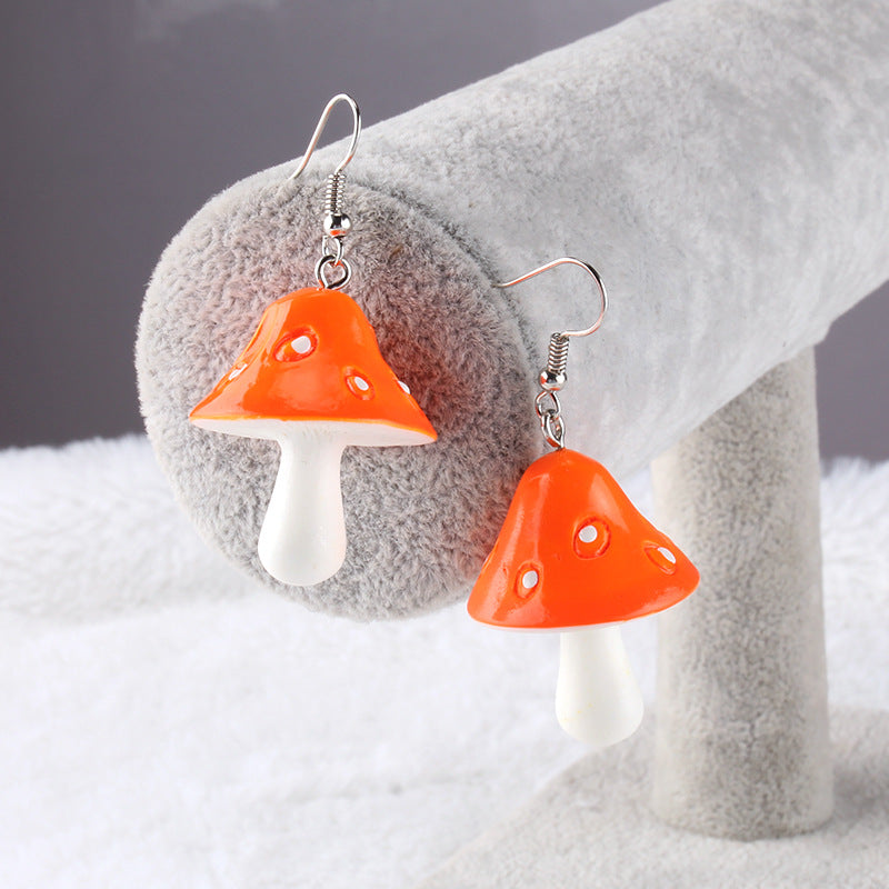 Women's Fashion Acrylic Mushroom Earrings and Necklace Set