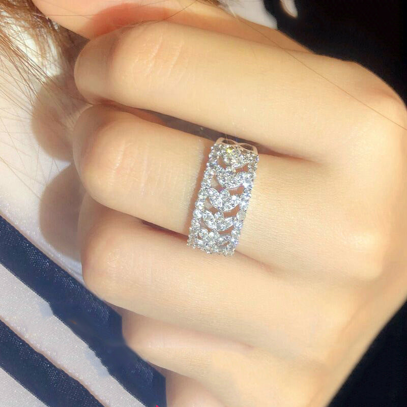 Classic Brass Inlay High Carbon Diamond Ring with Lace Edge Design