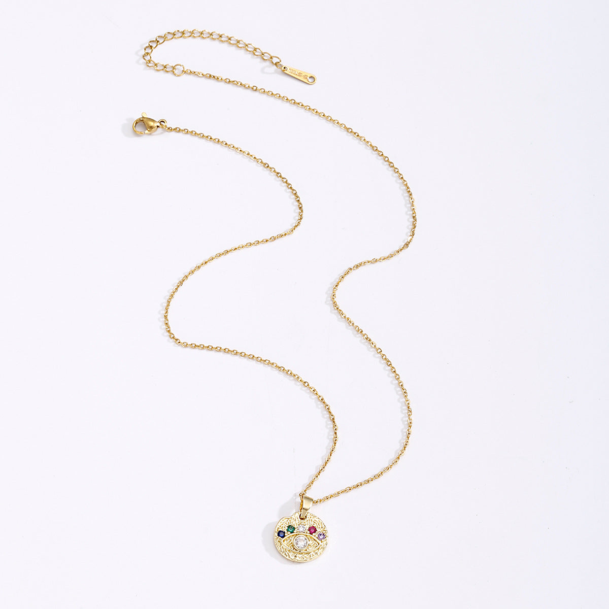 Evil Eye Zircon Alloy Pendant Necklace - Minimalist Titanium Steel Design