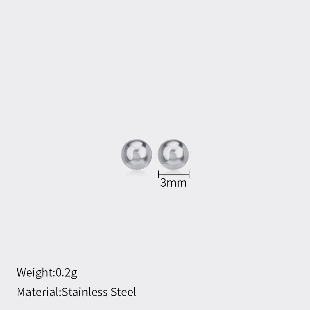 Minimalist Stainless Steel Ball Stud Earrings for Women - 1mm/4mm Round Bead Design