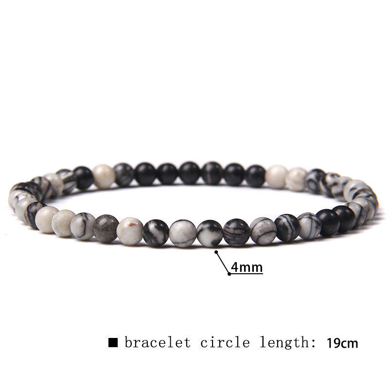 Minimalist Natural Stone Beaded Bracelet - 4mm Gemstone Jewelry for Women