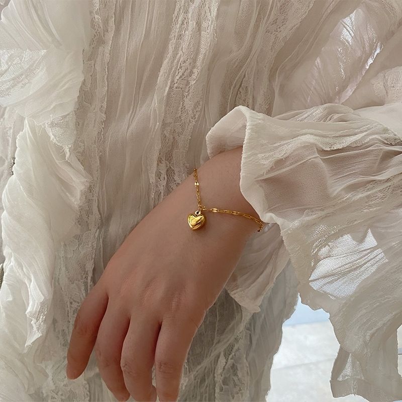 Creative Hip-hop Heart Pearl Cross Gold Coin Portrait Pendant Bracelet for Women