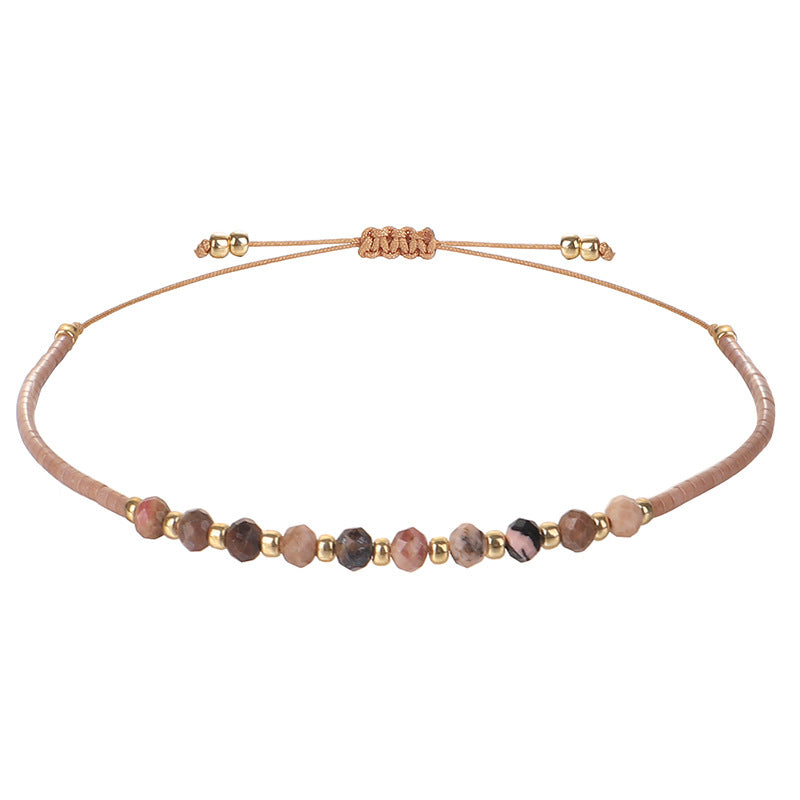 Simple Style 2mm Faceted Stone Bead Handmade Bracelet
