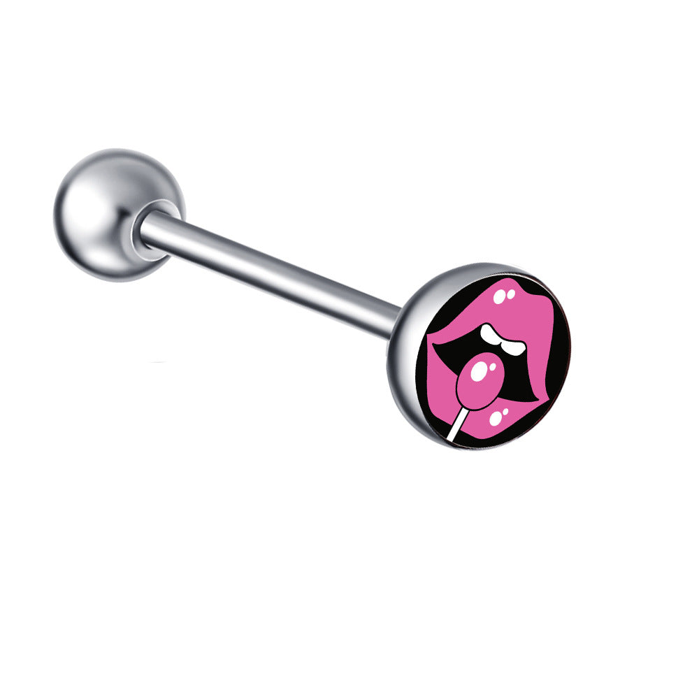 Ethnic Insect Design Stainless Steel Enamel Tongue Barbell