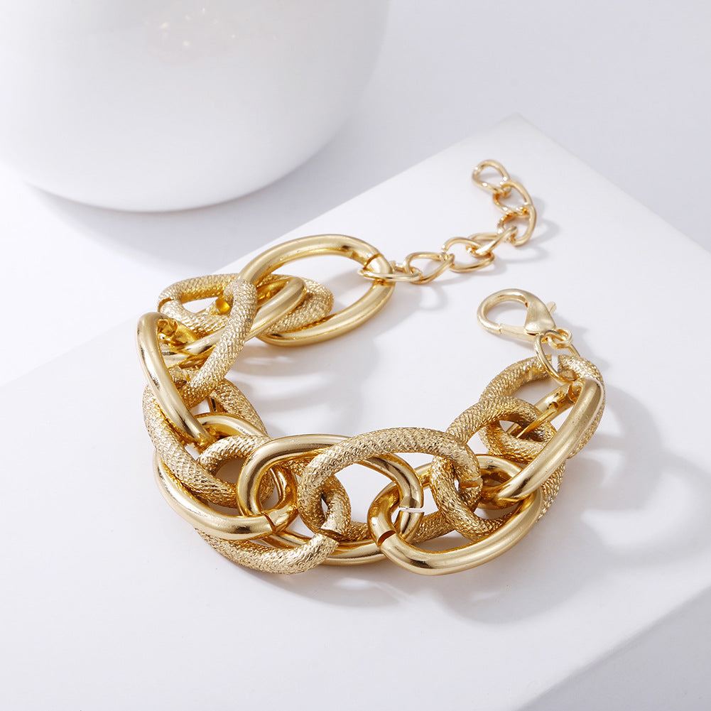 Geometric Multi-layer Metal and Acrylic Leopard Print Bracelet