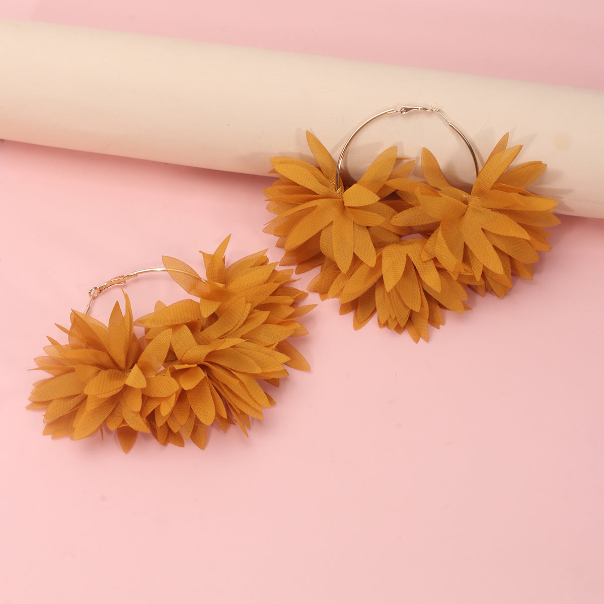 Simple Style Handmade Chiffon Flower Petal Women's Earrings