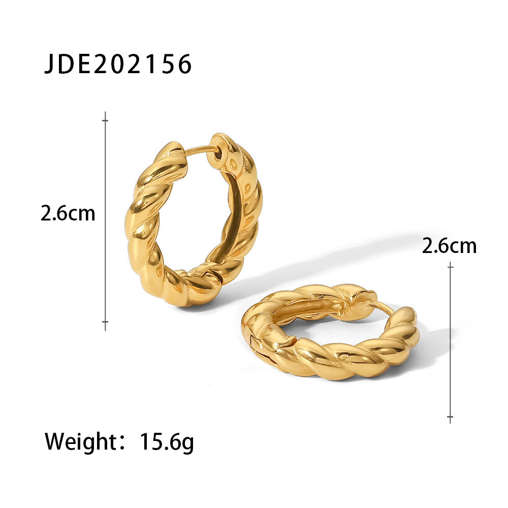 Geometric Gold Plated Stainless Steel Zircon Hoop Earrings
