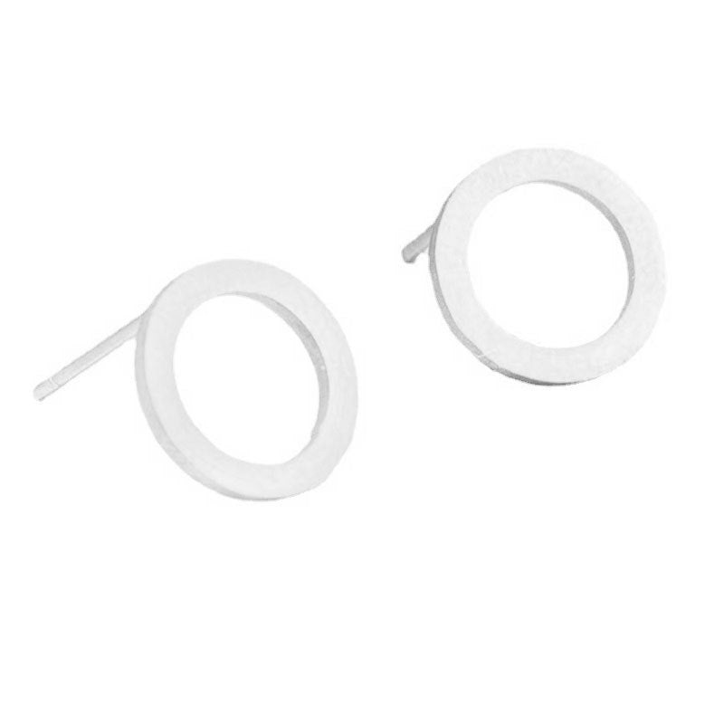 Simple Asymmetric Vintage Plaid Round Stainless Steel Earrings