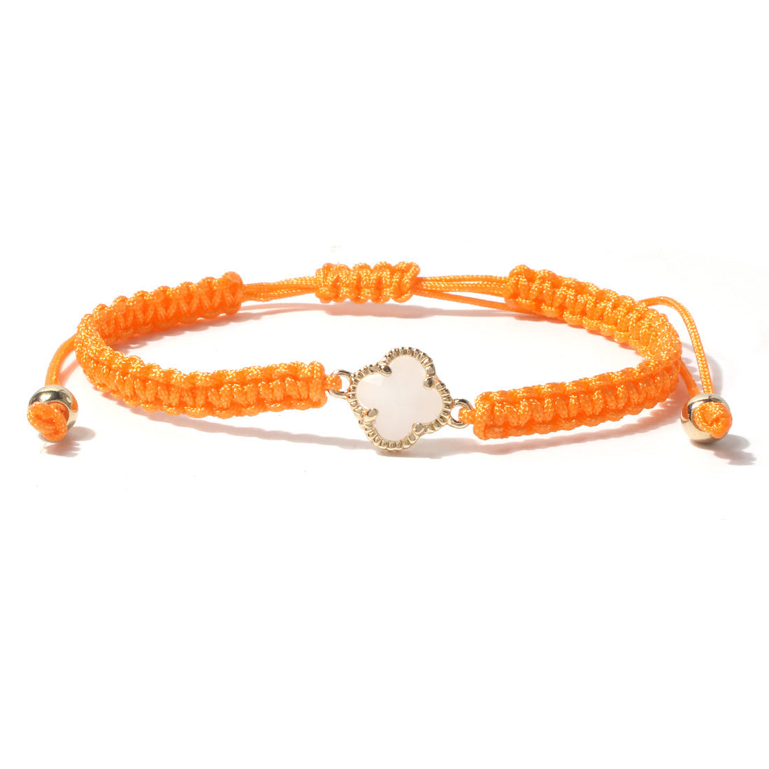 Sweet Four Leaf Clover Crystal Glass Handmade Drawstring Bracelet