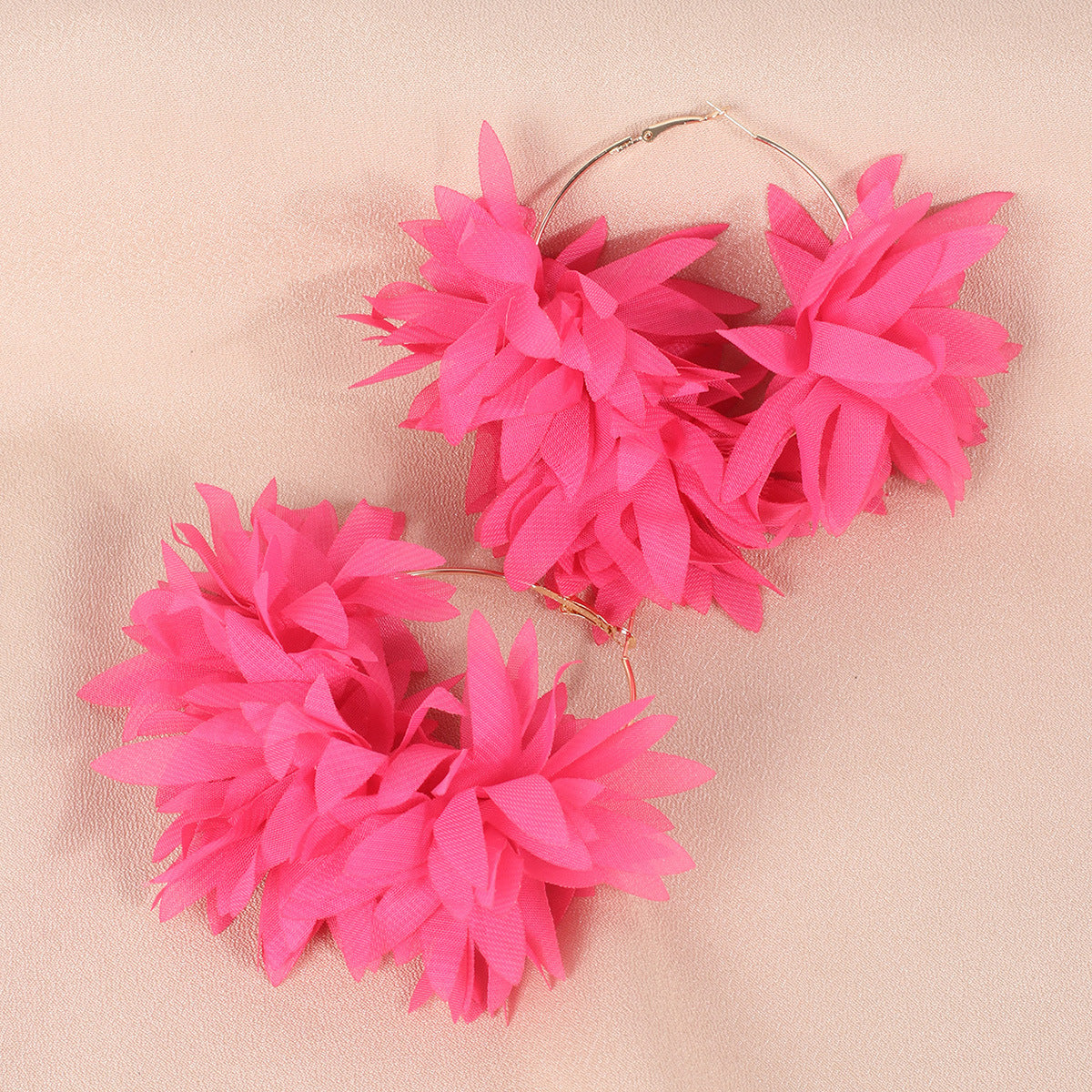 Simple Style Handmade Chiffon Flower Petal Women's Earrings