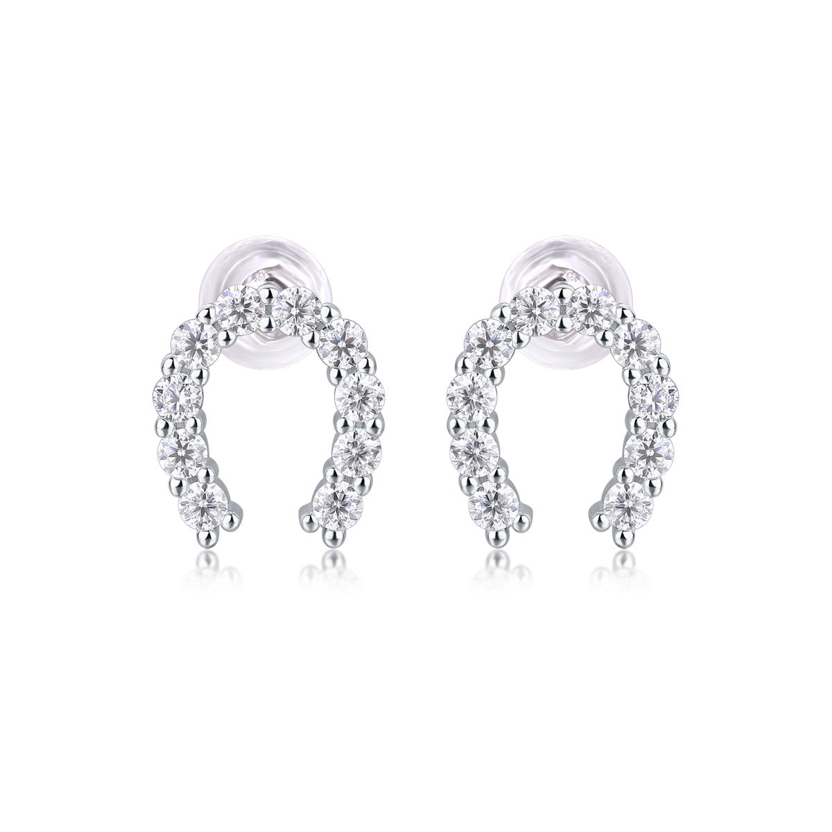 1 Pair U Shape Sterling Silver Moissanite Stud Earrings