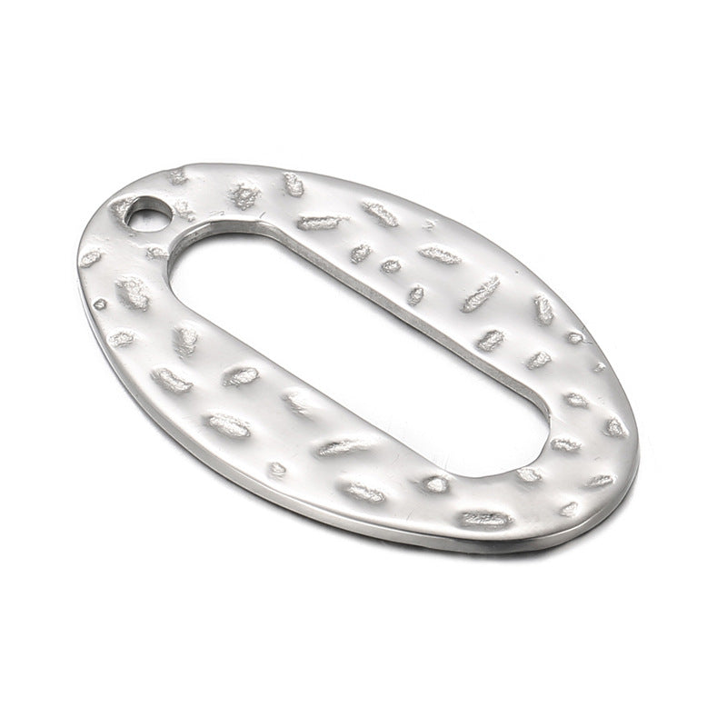 Oval Stainless Steel Jewelry Accessories with Irregular Concave Dot Pattern and Titanium Steel Hardware