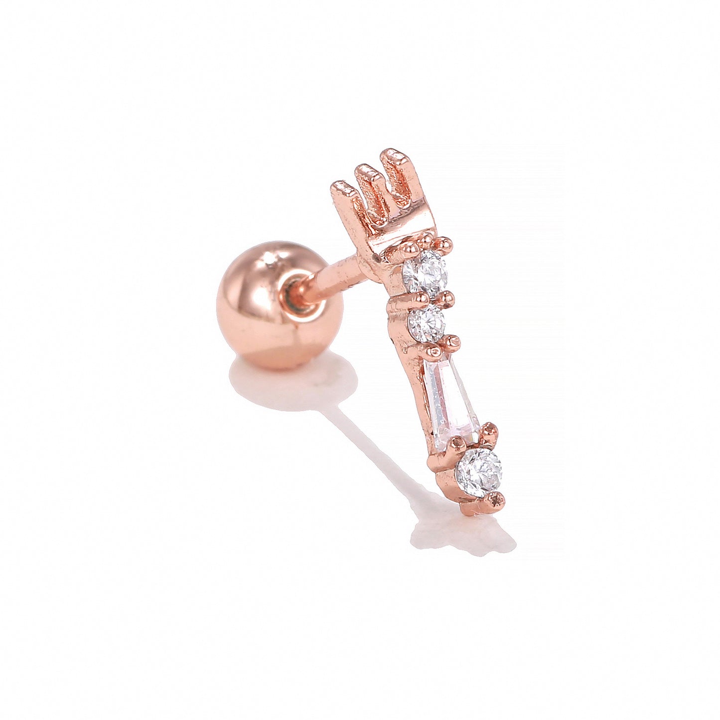 1 Piece Minimalist Brass Zircon Ear Studs with 18K Gold and White Gold Plating