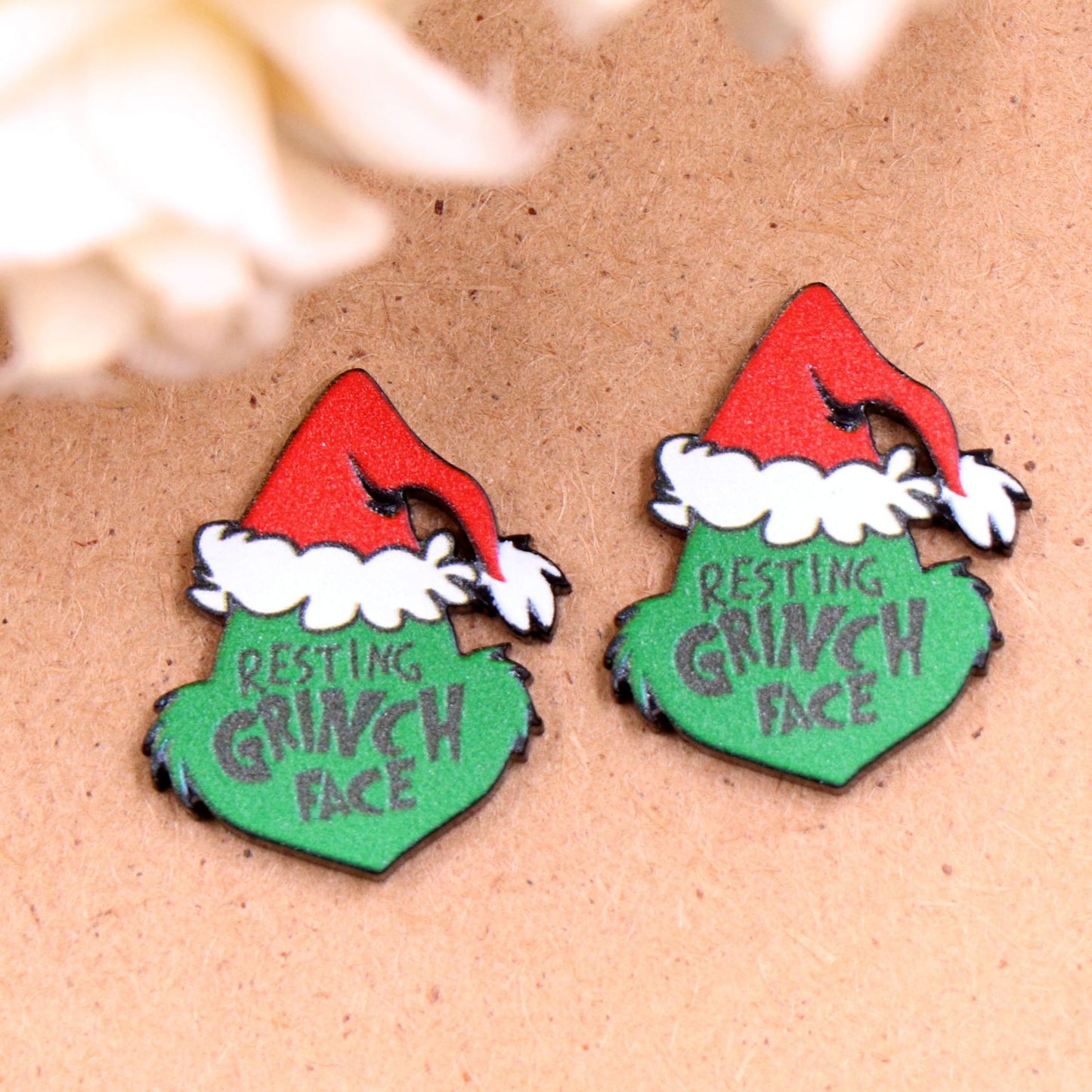 Fashion Christmas Grinch Acrylic Ear Studs and DIY Accessories Set