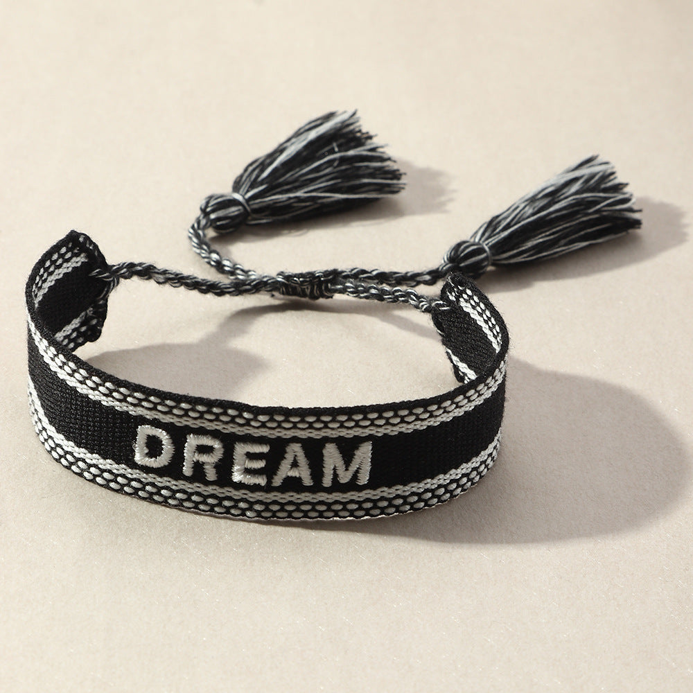 Bohemian Ethnic Style Handmade Embroidery Tassel Woven Bracelet