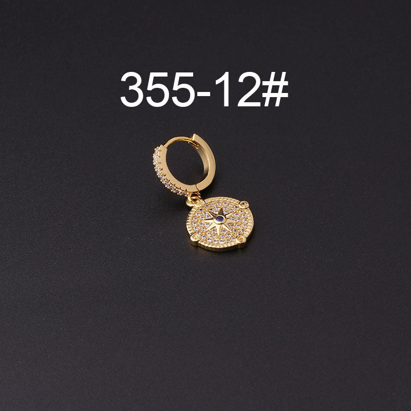Gold Plated Geometric Zircon Star Drop Earrings