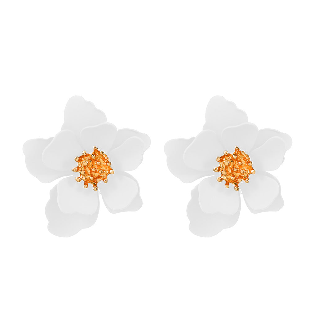 Sweet Floral Acrylic Multi-layer Petal Earrings for Women