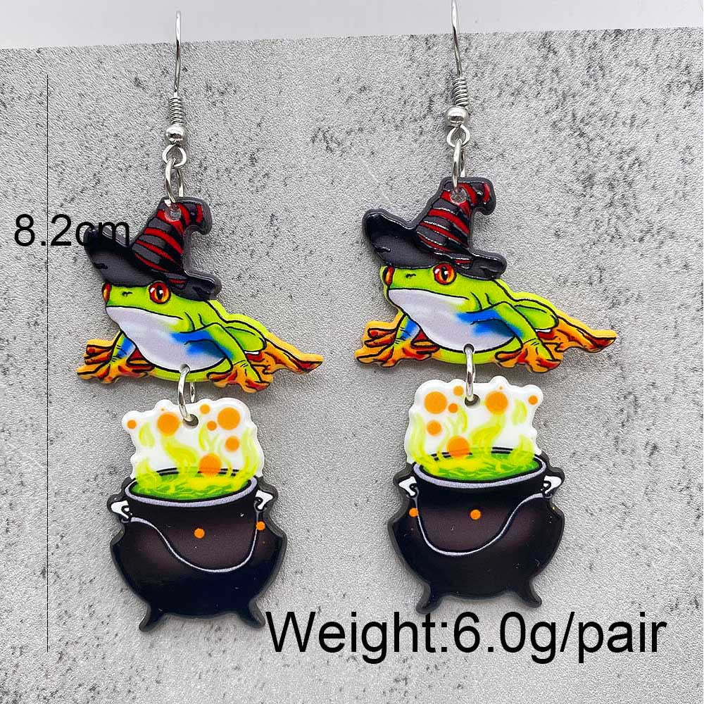 1 Pair Streetwear Halloween Candy Basket Ghost Face Acrylic Drop Earrings