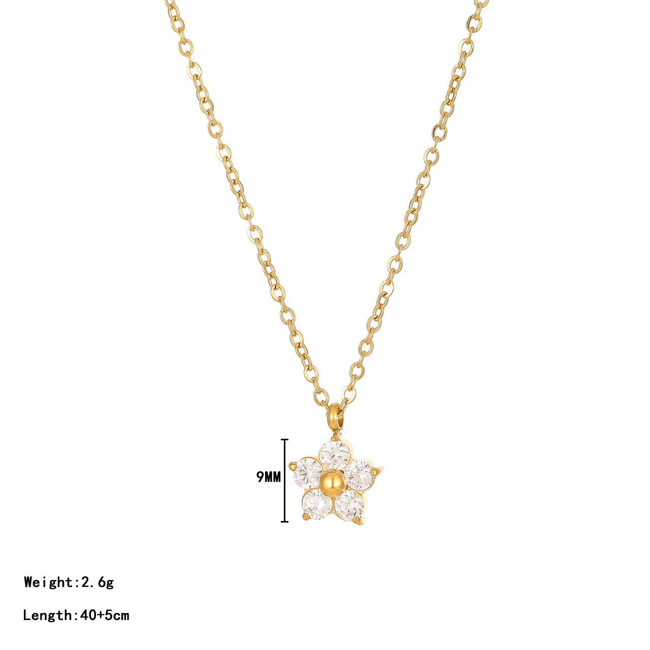 Elegant Floral Stainless Steel Crystal Pendant Necklace