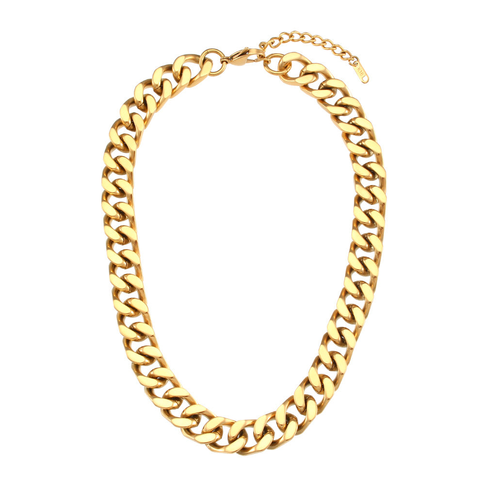 Punk Geometric Stainless Steel Cuban Chain Necklace for Women