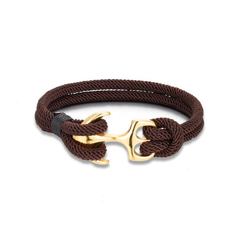 Geometric Anchor Titanium Steel Gold Plated Couples Bracelet