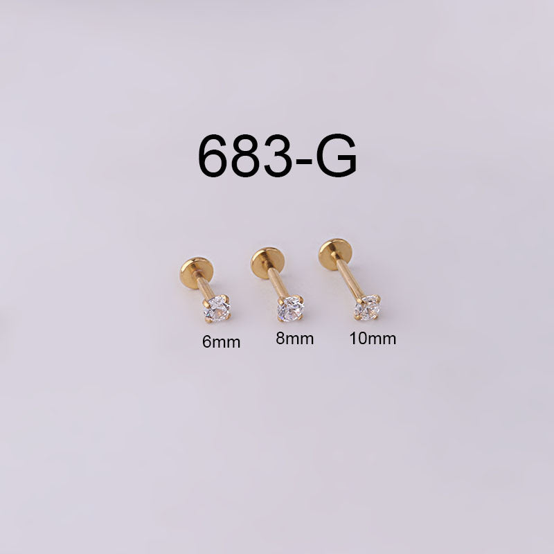 3MM Round Zircon Stainless Steel Labret Piercing Jewelry