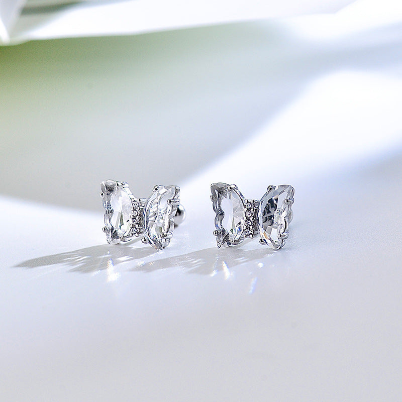 Gradient Multicolor Butterfly Crystal Stud Earrings in Sterling Silver