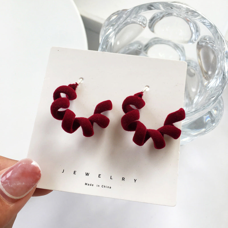 Fashion Wine Red Geometric Vintage Earrings with S925 Silver Needle