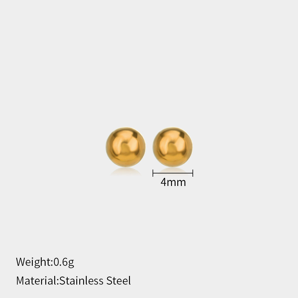 Minimalist Stainless Steel Ball Stud Earrings for Women - 1mm/4mm Round Bead Design