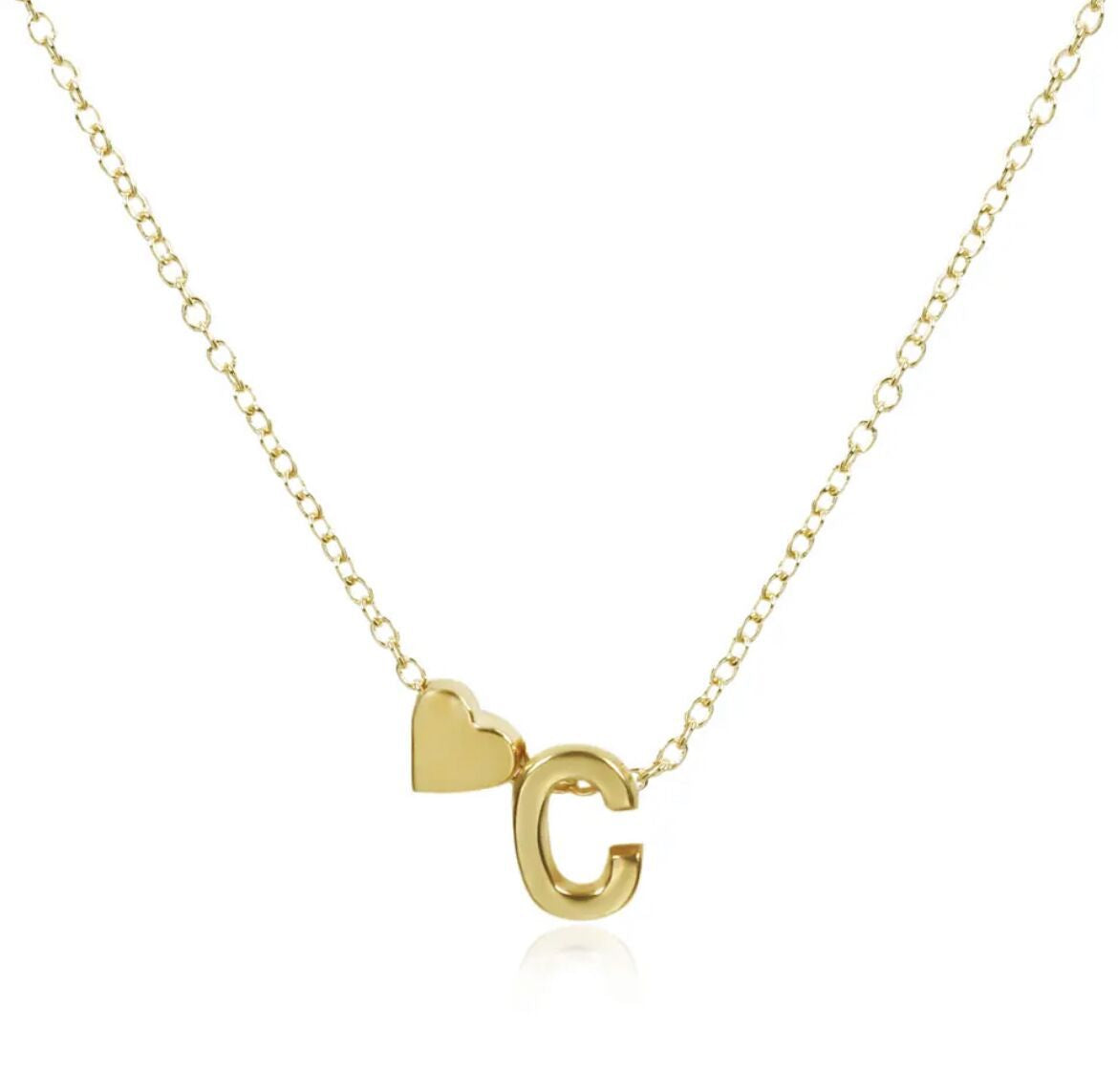 Fashion Heart Alphabet Pendant Necklace - Minimalist Copper Plated Design