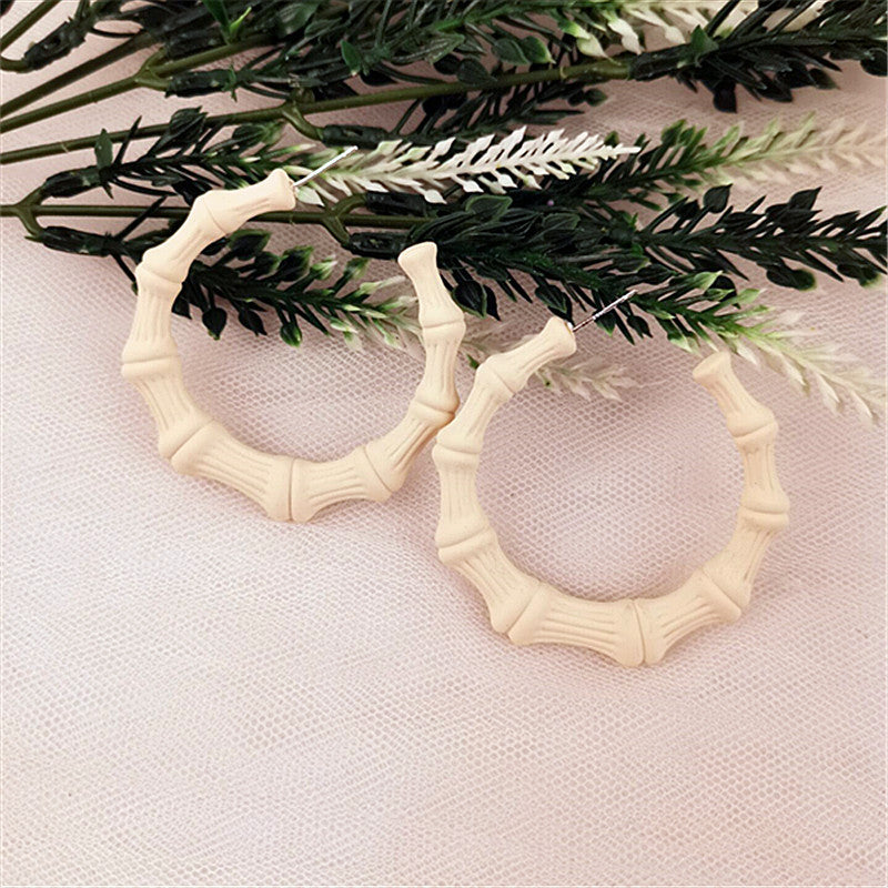 Retro Acrylic Hoop Earrings for Women - Fluorescent Bamboo Design
