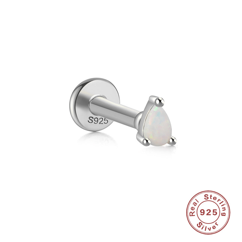 14K Gold Plated Zirconia Stud Earrings with 925 Sterling Silver Opal Helix Design