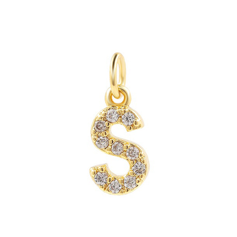 Bohemian 18K Gold Plated Alphabet Necklace with Zircon Charms